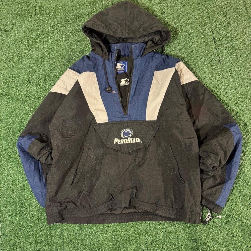 Starter Penn State Colorblock Pullover Windbreaker Hooded Jacket Mens M 0198